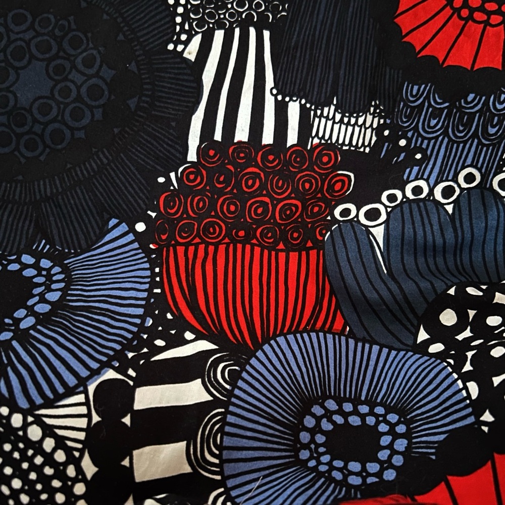 Marimekko Unelma Dress Siirtolapuutarha Pattern Red Black Blue Midi Shift 38 6 - Picture 3 of 12